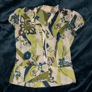 Floral Green and Blue Women's Top